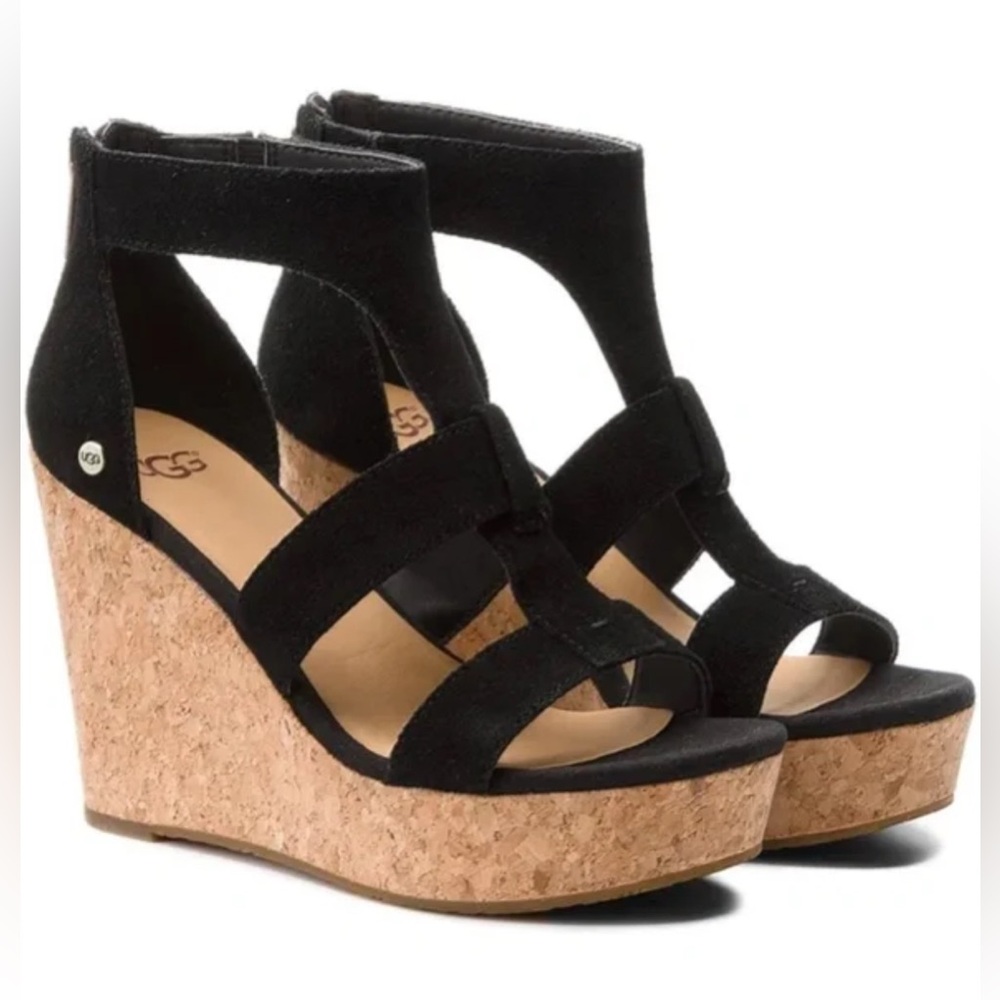 UGG Whitney Ankle Strap  Cork Wedge Sandals Summer Boho Comfy Size 7